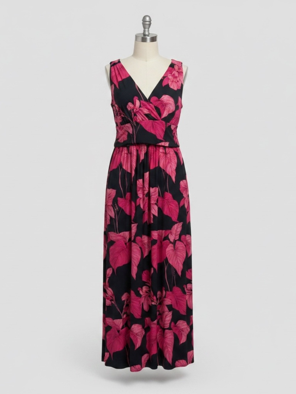 Tommy Hilfiger Black Maxi Dress with Pink Floral Print